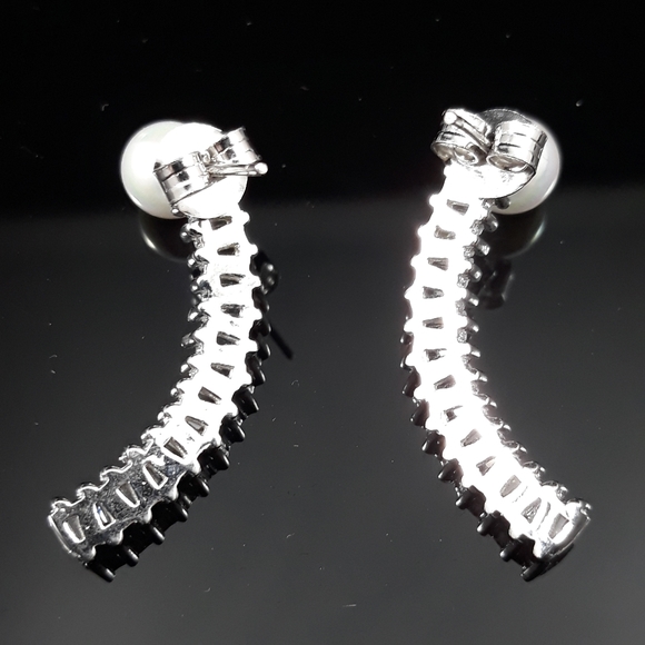 Convertible Cubic Zirconia and Pearl Earrings - Picture 5 of 6